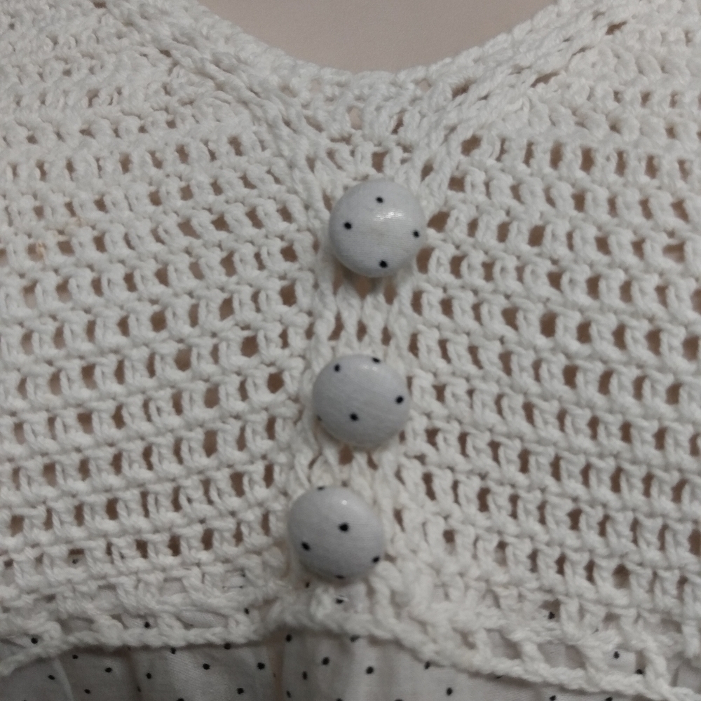 Ladies Cococabana Crochet Top Short Dress, S, Cream top, floral bottom, NWT - Picture 5 of 10